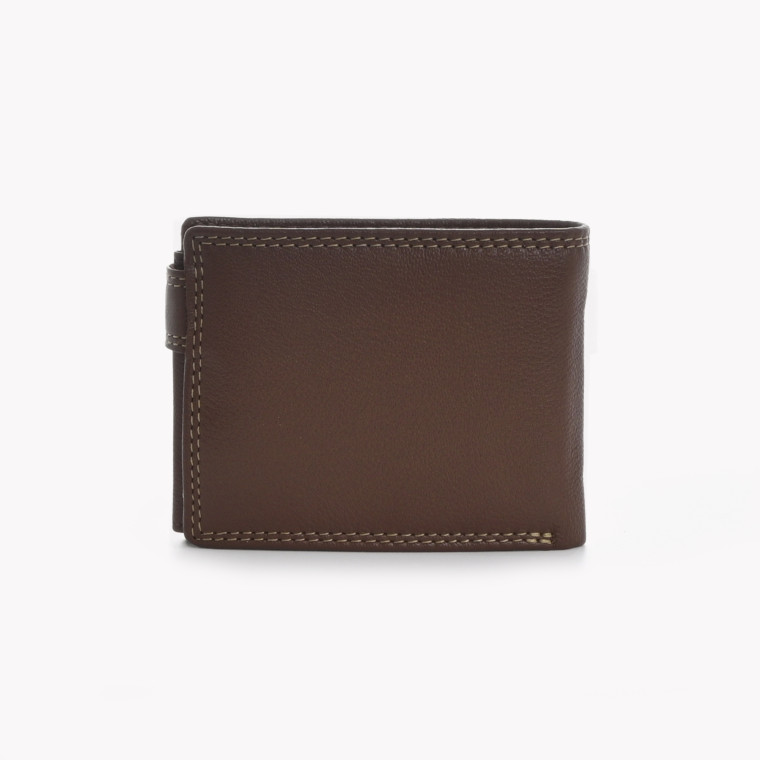 Men&#039;s leather wallet with GB button closure