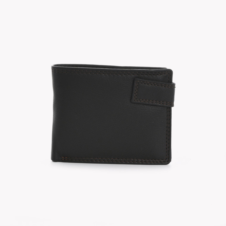 Men&#039;s leather wallet with GB button closure