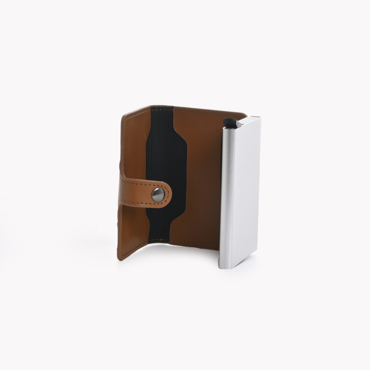 Leather card holder with GB coin divider