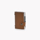 Leather card holder with details and GB button closure