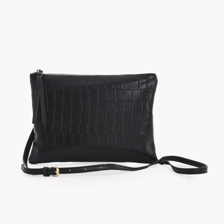 Borsa stile pochette GB con texture cocco