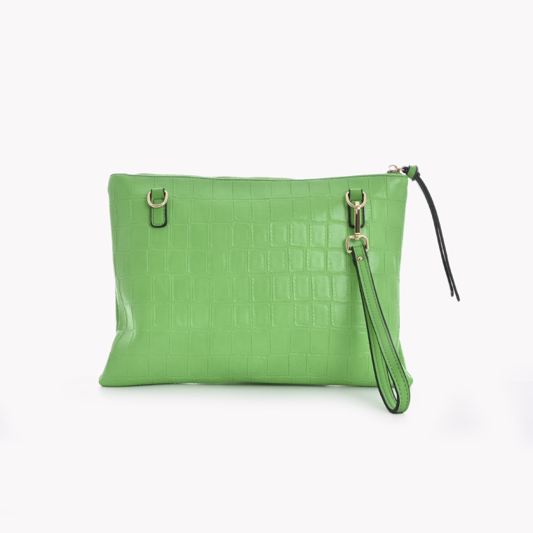 Bolsa estilo clutch com textura croco GB