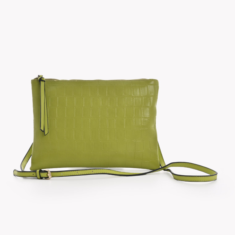 Bolsa estilo clutch com textura croco GB