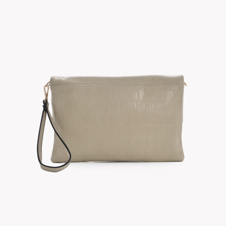 Clutch style bag with GB closure and flap