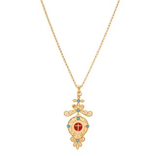 Collier traditionnel coração de viana avec fleur traditionnelle GB