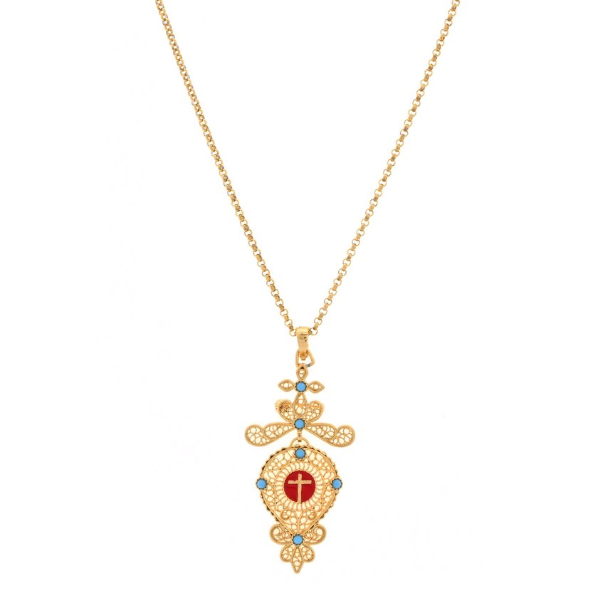 Collier traditionnel coração de viana avec fleur traditionnelle GB