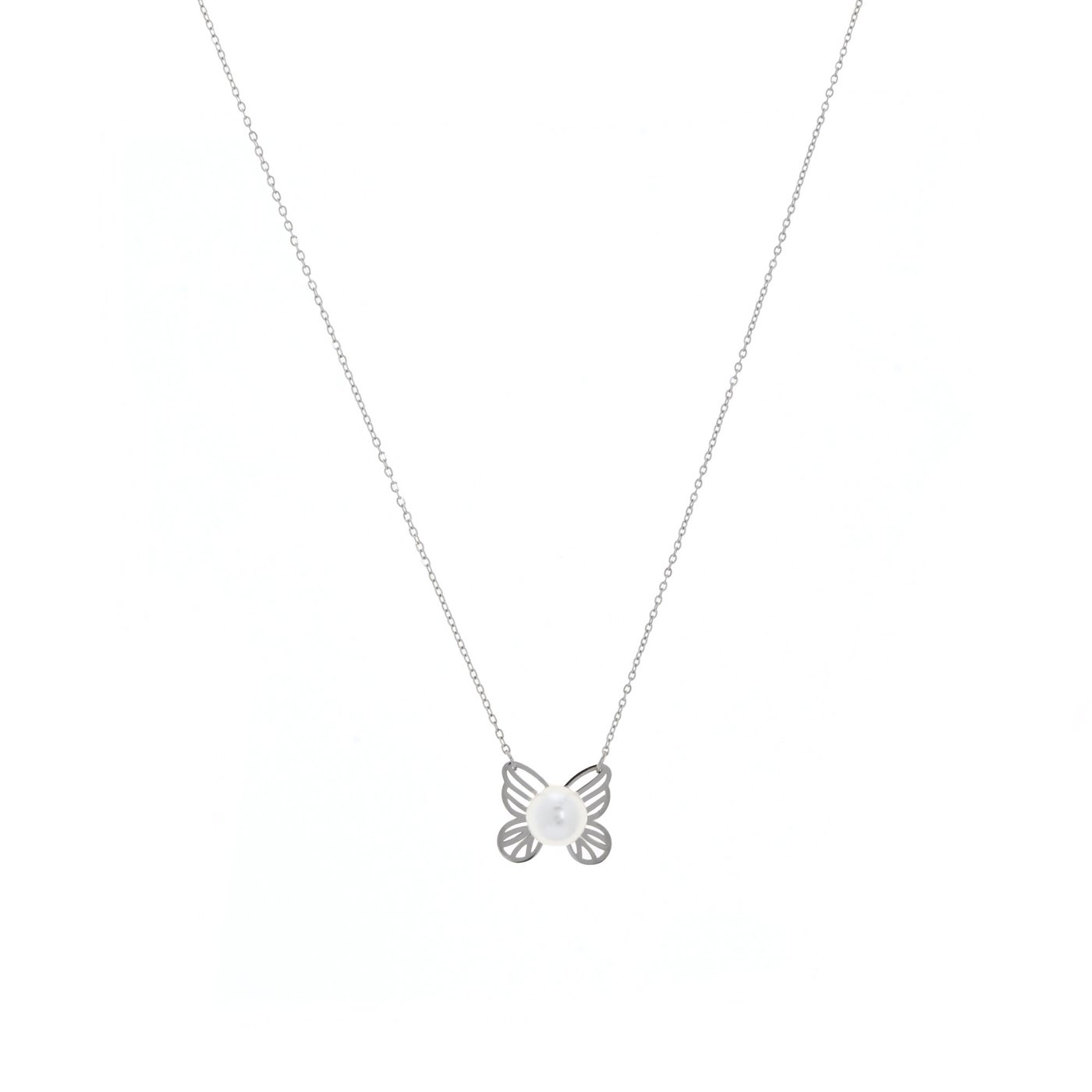 Collier en acier papillon avec perle GB