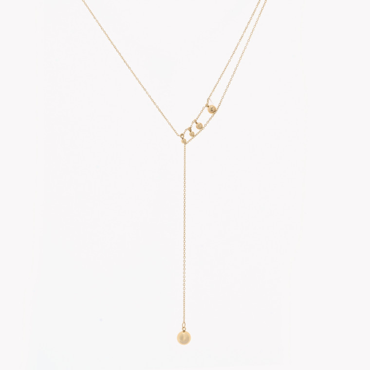 Collier en acier long avec boules GB