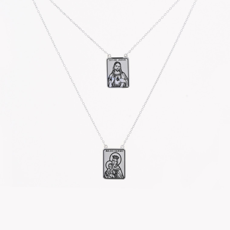 Necklace in steel scapular rectangle GB