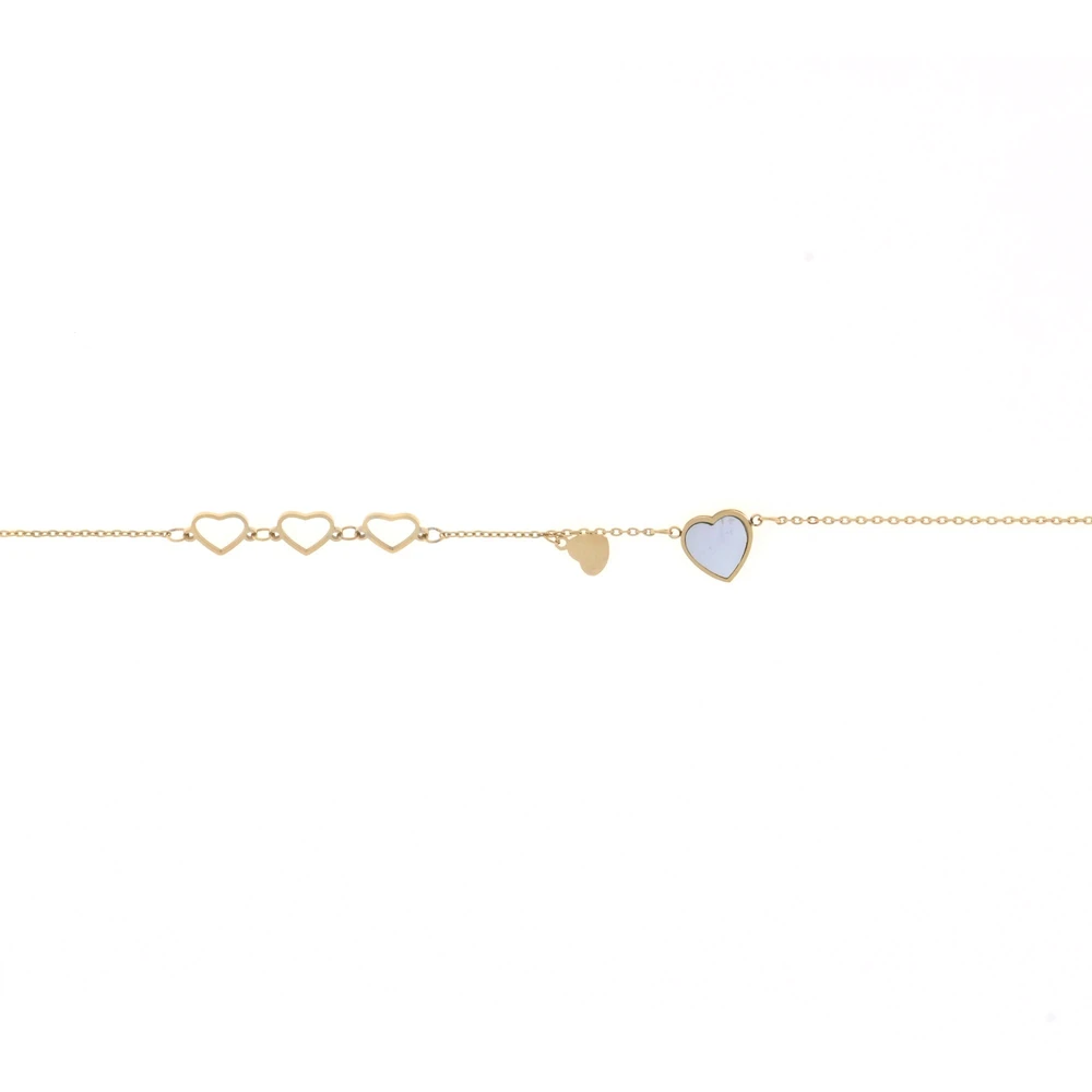 Pulsera para pie en acero corazones GB