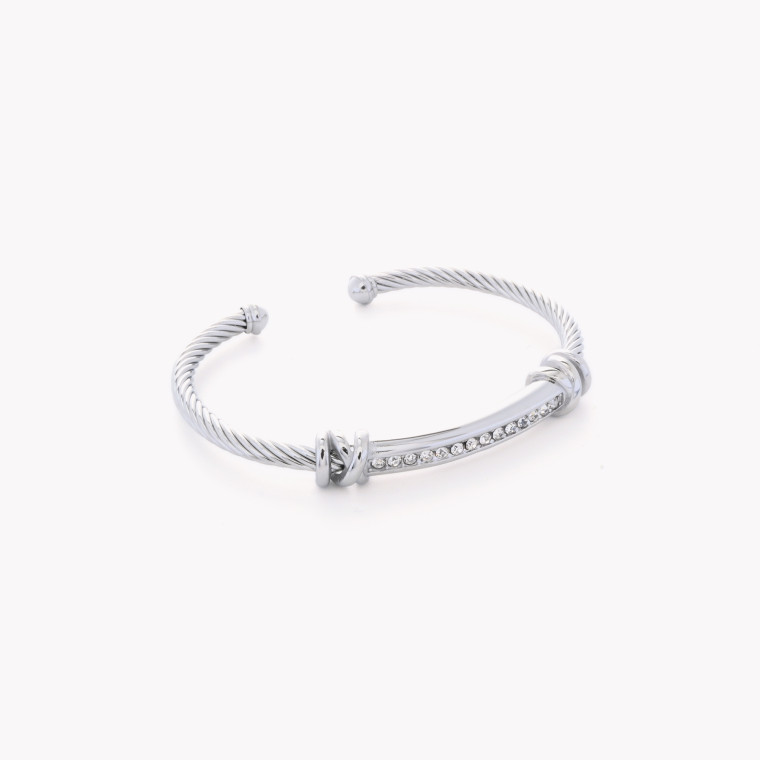 Twisted rigid steel bracelet open GB