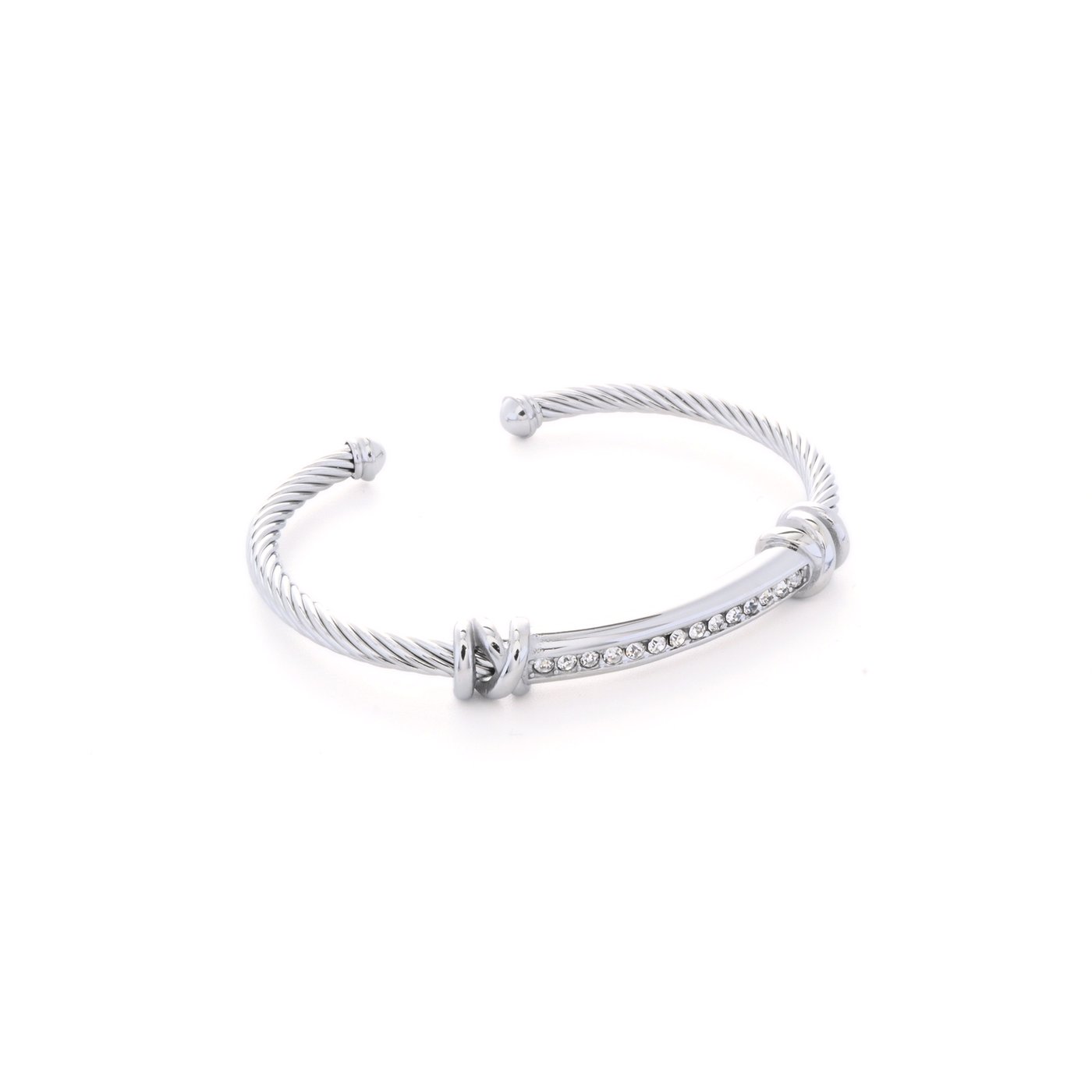 Bracelet ouvert en acier rigide avec brillants GB