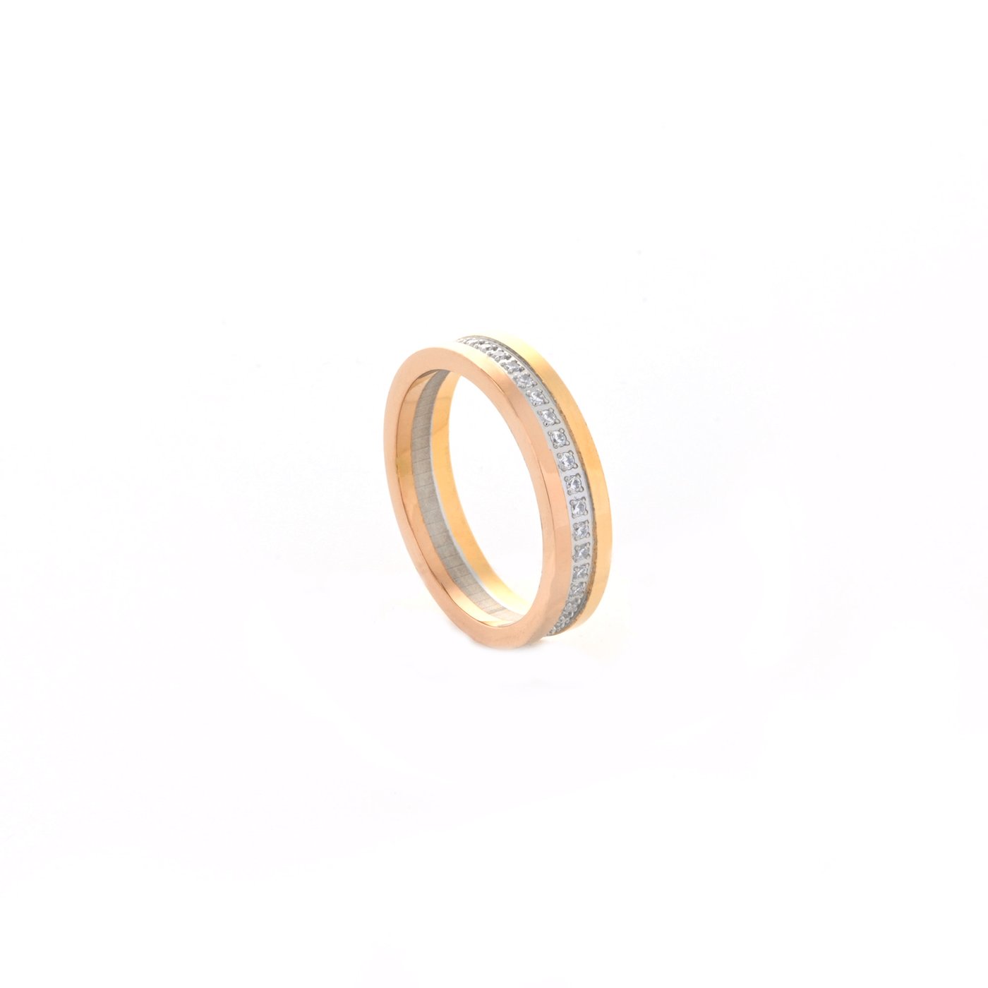 Steel ring with zirconies GB