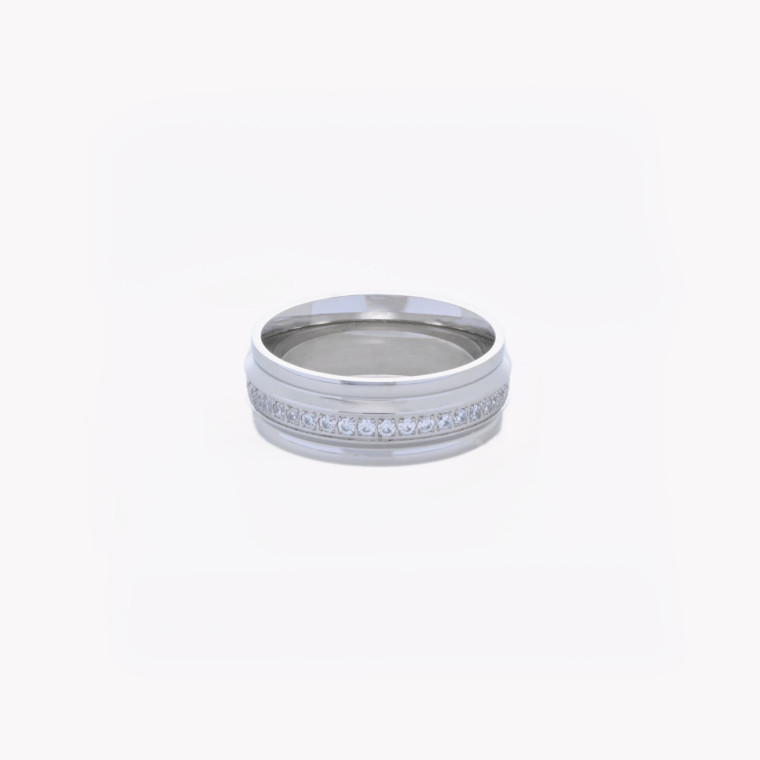 Steel ring with brilliants GB