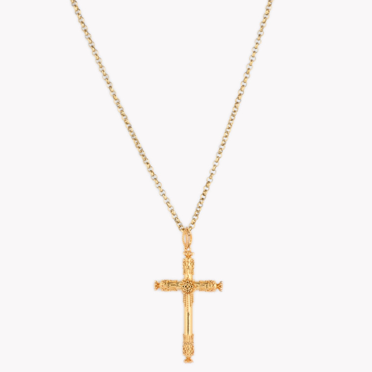 Collier semi précieuse crucifix filigrane GB