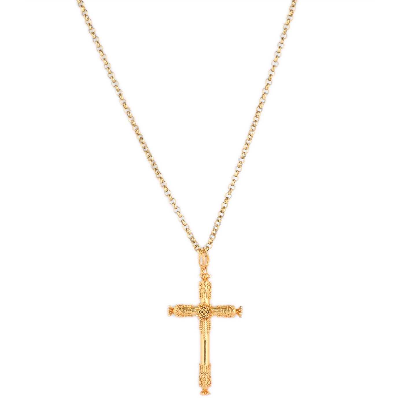 Semi precious necklace filigree crucifix GB