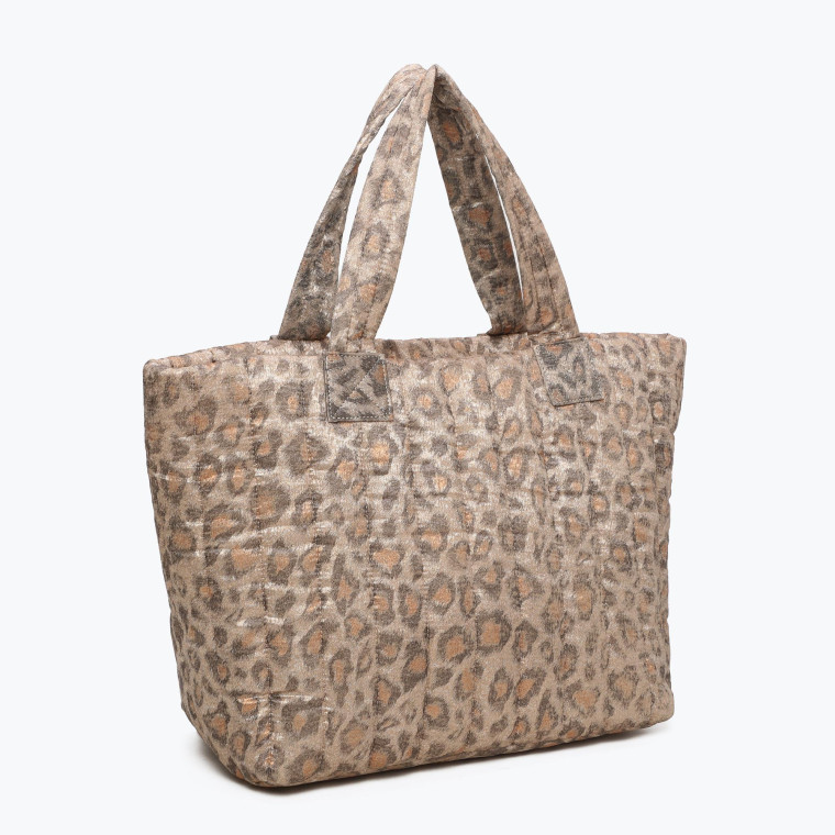 Borsa Shopper grande con stampa animalier GB