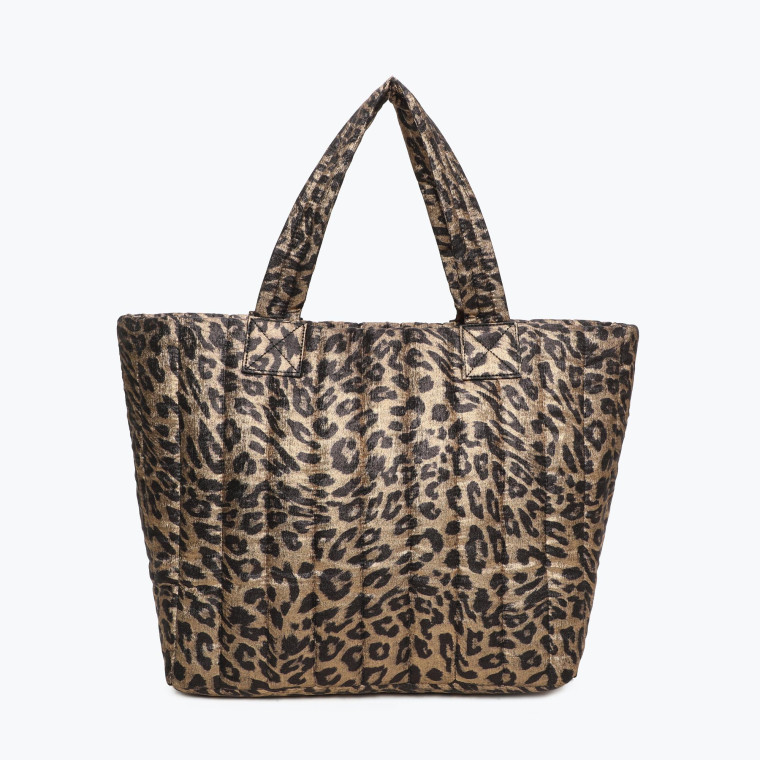 Borsa Shopper grande con stampa animalier GB