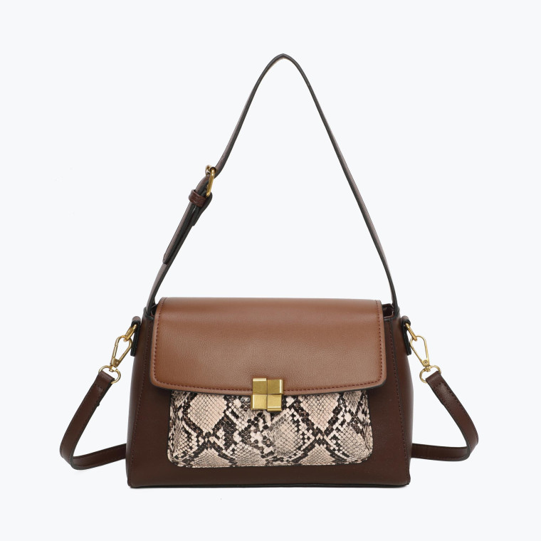 Shoulder bag with print and distinctive GB closure