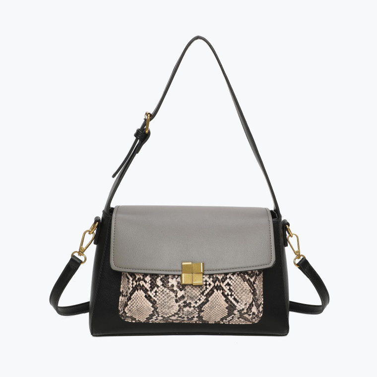 Shoulder bag with print and distinctive GB closure