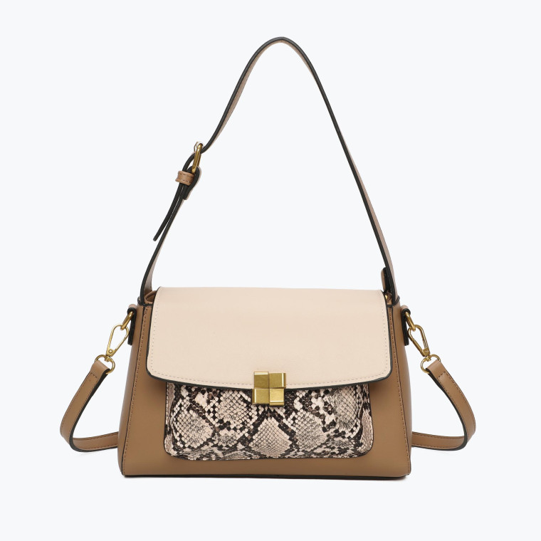 Shoulder bag with print and distinctive GB closure