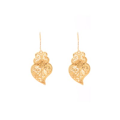 Viana Flor Heart Semi Jewel Earrings GB