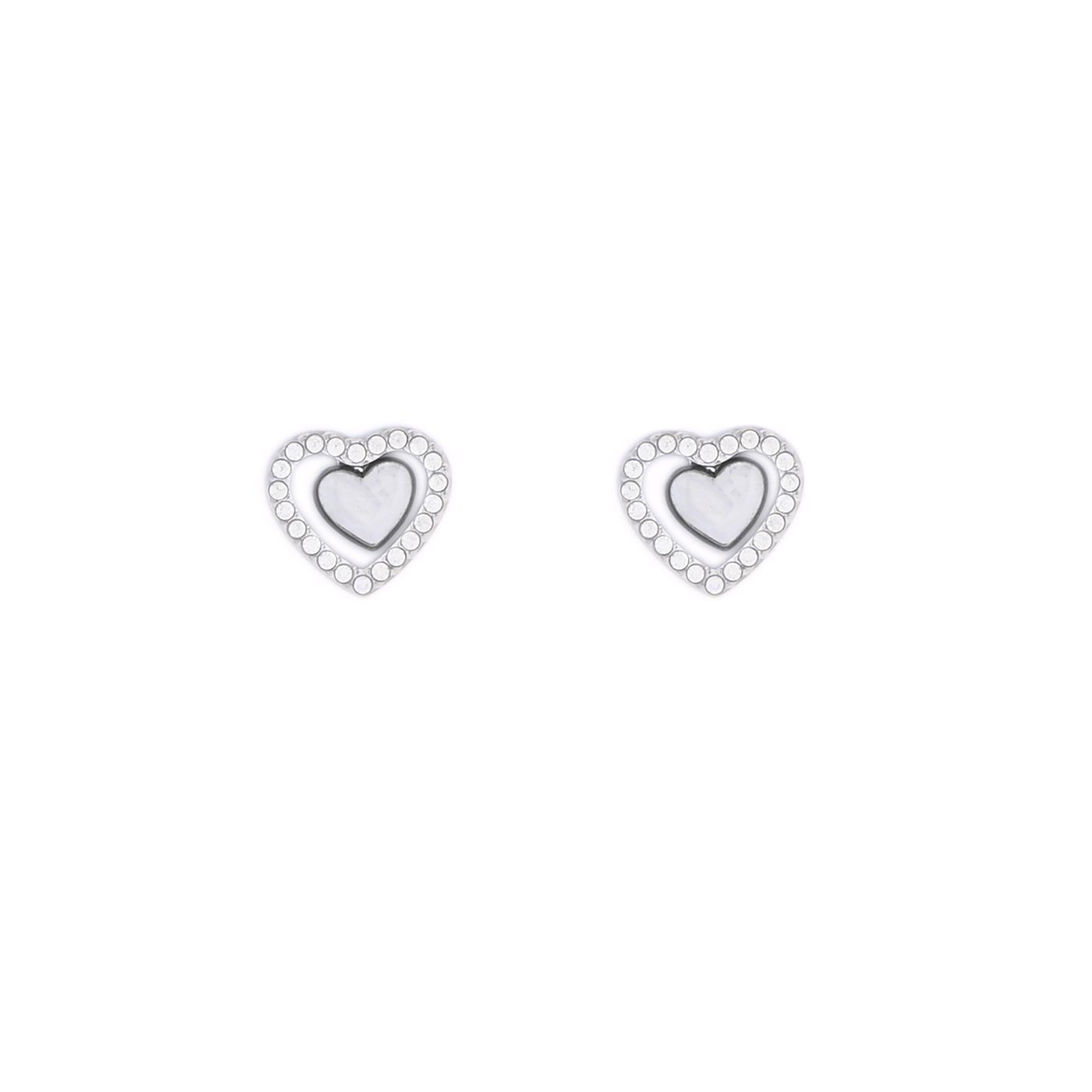 GB shiny heart steel earrings