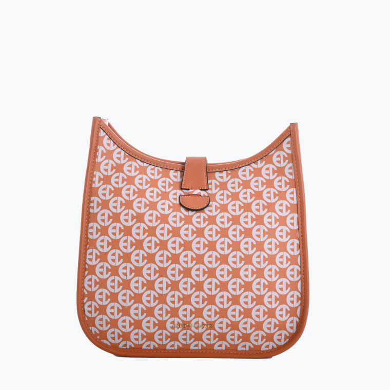 Bag with letter print and GB button closure