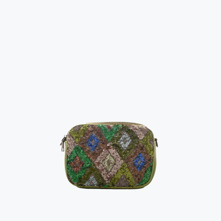 Waist/chest bag with diamond pattern in GB sequins