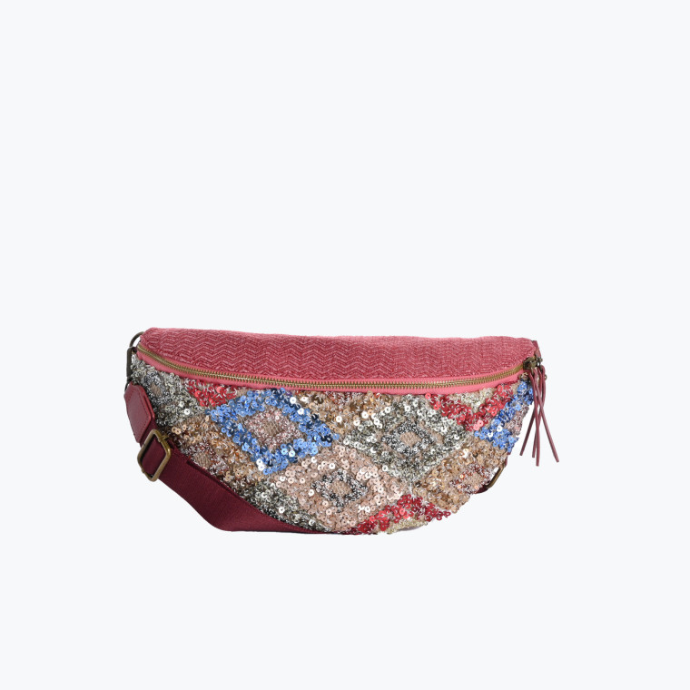 Waist/chest bag in GB fabric and sequins