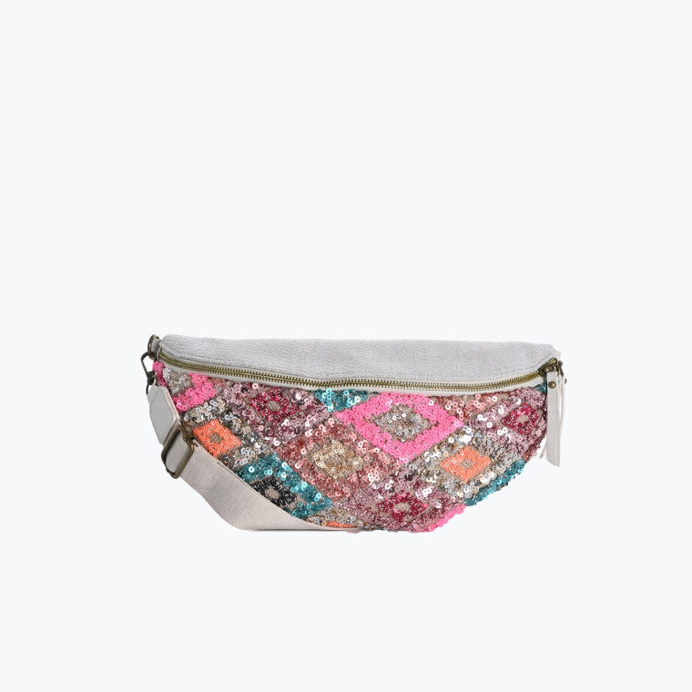 Waist/chest bag in GB fabric and sequins