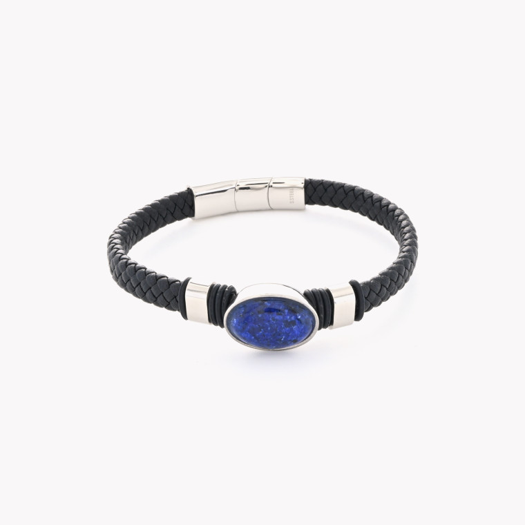 Pulsera hombre piedra central acero GB