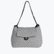 Fabric shoulder bag with GB flap closure