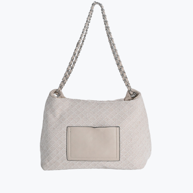 Fabric shoulder bag with GB flap closure