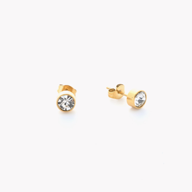 Boucles d&#039;oreilles acier pierre brillante GB