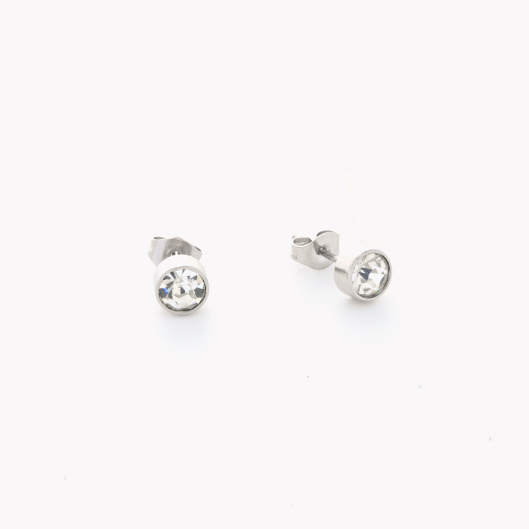 Boucles d&#039;oreilles acier pierre brillante GB