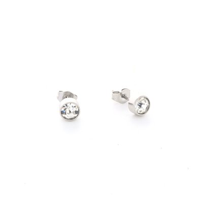 Boucles d\'oreilles acier pierre brillante GB