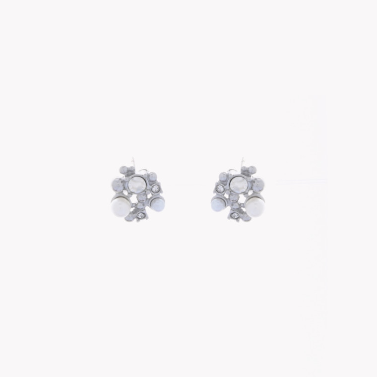 Boucles d&#039;oreilles perles et brillants en acier GB