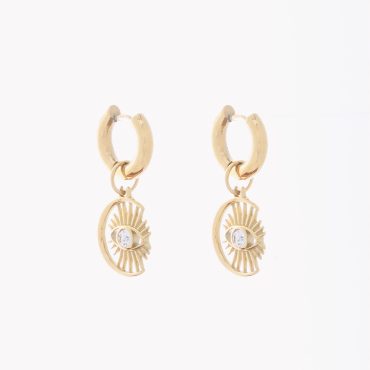 Boucles d&#039;oreilles lune et oeil en acier GB