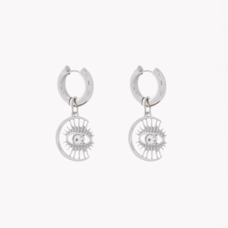 Steel moon and eye earrings GB