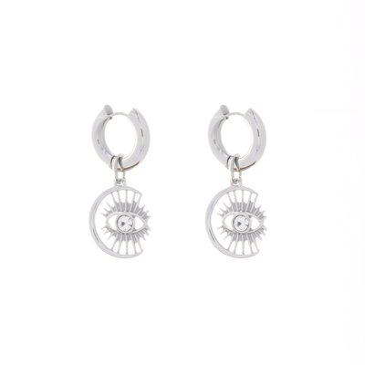 Boucles d\'oreilles lune et oeil en acier GB