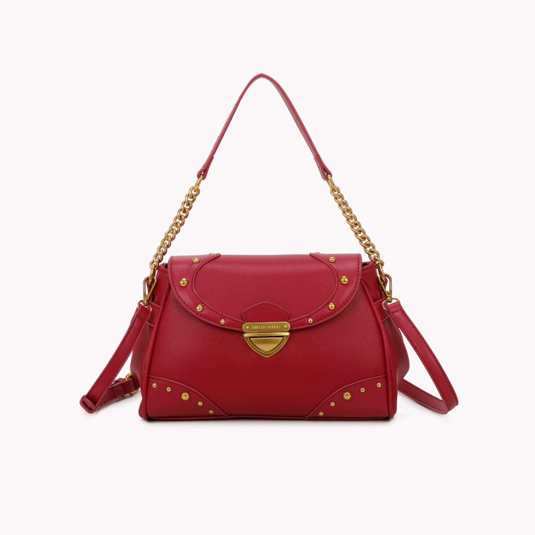 Shoulder bag with studded details and GB flap closure