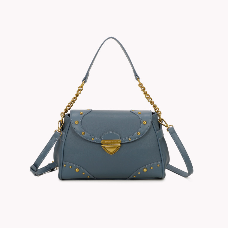 Shoulder bag with studded details and GB flap closure