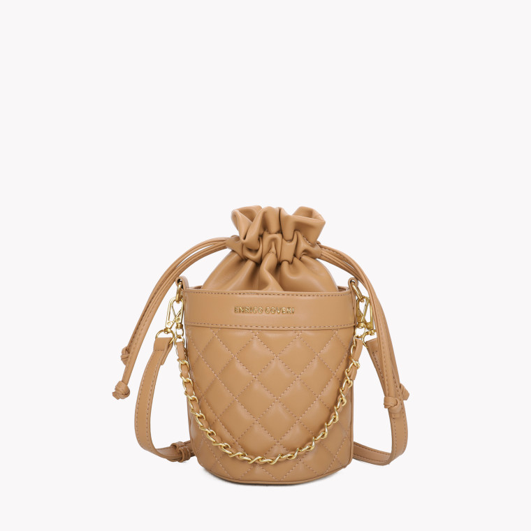 Trunk-style crossbody bag with texture and intertwined chain GB