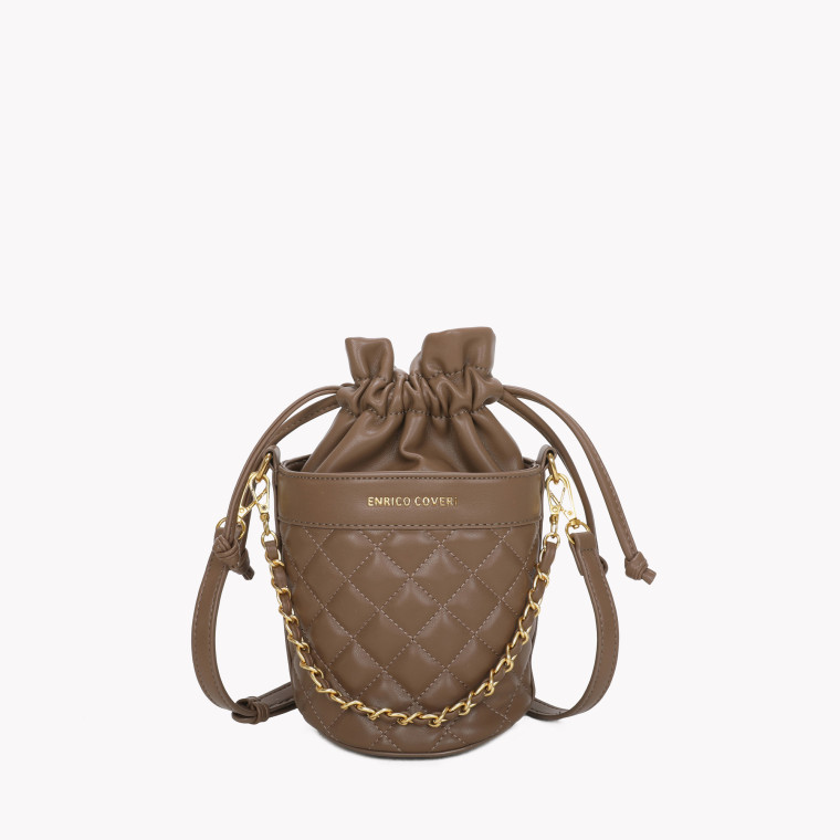 Trunk-style crossbody bag with texture and intertwined chain GB