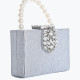 Bolso de fiesta brillante con asa de perlas GB