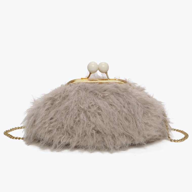 Fur party bag with GB snap closure