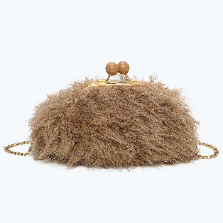 Fur party bag with GB snap closure