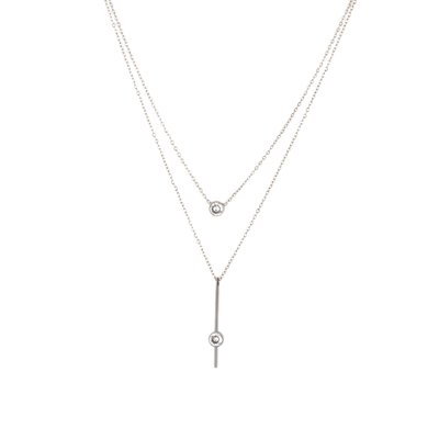 Collier double acier avec brillant GB