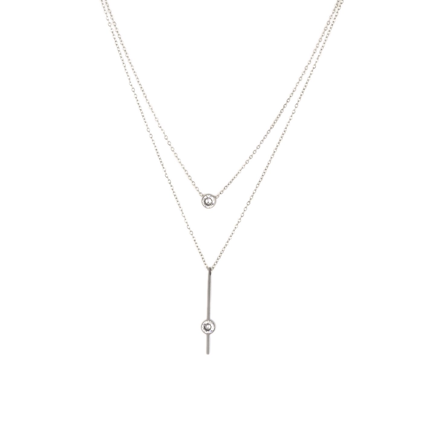 Collier double acier avec brillant GB